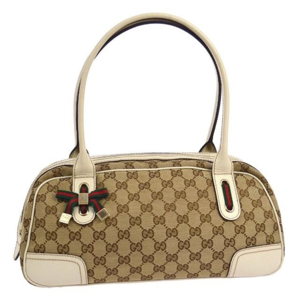 Gucci Mayfair Brown 'Princy' Satchel Large Logo Print Canvas